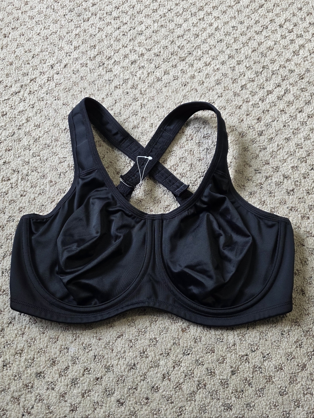 Black High-Support Sports Bra with Adjustable Cross Straps